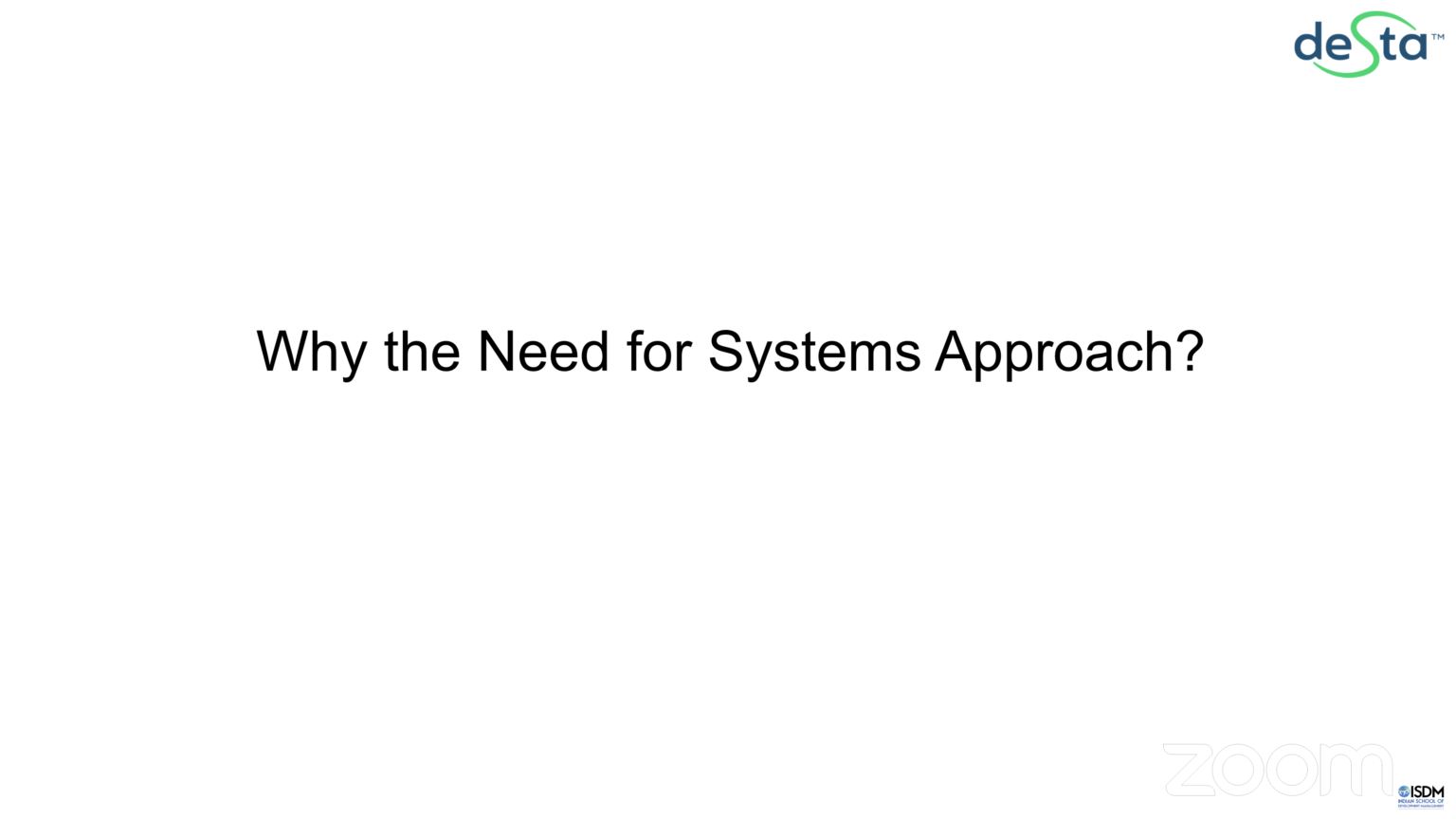 Webinar on Systems Thinking, ISDM - April 2020
